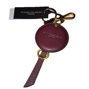 NEW Gianni Chiarini Firenze Wine Berry Leather Keychain Bag Charm Mirror